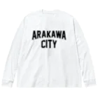 JIMOTO Wear Local Japanの荒川区 ARAKAWA WARD ロゴブラック ビッグシルエットロングスリーブTシャツ