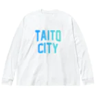 JIMOTO Wear Local Japanの台東区 TAITO WARD ロゴブルー ビッグシルエットロングスリーブTシャツ