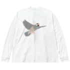 PiZakkuの空を飛ぶ文鳥　1 ビッグシルエットロングスリーブTシャツ