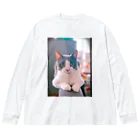 Rock in Catsの猫毛団のぽんちゃん ビッグシルエットロングスリーブTシャツ