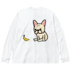 Blanc.P(ぶらんぴー)の店のバナナとフレンチブルドッグ ビッグシルエットロングスリーブTシャツ