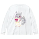 しず華＊(カラー･リボンボン)のきゅんきゅんチンチラ Big Long Sleeve T-Shirt