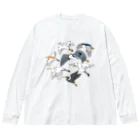 LOTORIのサギ大集合 Big Long Sleeve T-Shirt