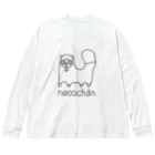 yoshinaoのneco chan 黒 ビッグシルエットロングスリーブTシャツ