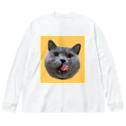 むっちり猫のむっちり丸のむっちり丸ぺろり ビッグシルエットロングスリーブTシャツ