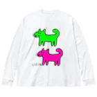 柴犬しばわんこhana873のしばいぬさんたち(ピンクと黄緑)柴犬さんたち Big Long Sleeve T-Shirt