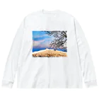 mizuphoto galleryの夕焼けと赤瓦屋根 ビッグシルエットロングスリーブTシャツ