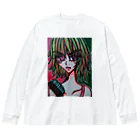 ねこの森でお散歩のハデな原色ガール Big Long Sleeve T-Shirt