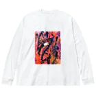 Margaret Paintingの赤い花びらが落ちる時 ビッグシルエットロングスリーブTシャツ