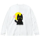 夢見る柴犬のCherry-Blossom-Moon ビッグシルエットロングスリーブTシャツ