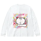 さくらんぼねこの白猫さん♥ ビッグシルエットロングスリーブTシャツ