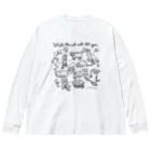 天明幸子　SUZURI  オフィシャルショップのcat cat cat !! ビッグシルエットロングスリーブTシャツ