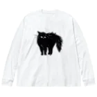 マイマイタケの怒ってます（黒猫） ビッグシルエットロングスリーブTシャツ