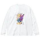 くまちくまお屋さんの蝶々に恋するバターちゃん Big Long Sleeve T-Shirt