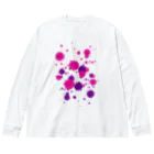 MAGENTA INFINITYのピンク紫のしぶき Big Long Sleeve T-Shirt