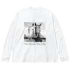 SHOP HAPPY HORSES（馬グッズ）のスピプー（モノクロ） Big Long Sleeve T-Shirt