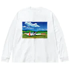 GALLERY misutawoの草原の飛行機 ビッグシルエットロングスリーブTシャツ