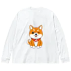 NihongoYouの柴犬ウィンク ビッグシルエットロングスリーブTシャツ