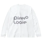 PIANOLOGIEのピアノロジーロゴ グレイ ビッグシルエットロングスリーブTシャツ