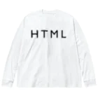 HTMLタグショップのHTML（黒文字） ビッグシルエットロングスリーブTシャツ