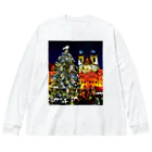 GALLERY misutawoのプラハ 夜のクリスマスツリーとティーン教会 Big Long Sleeve T-Shirt