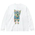 chaCo life with color&natureの油絵カラフル黒シバっ子 Big Long Sleeve T-Shirt