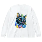 えだのにわの蛙と猫 ビッグシルエットロングスリーブTシャツ