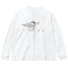 まめるりはことりの幸せ文鳥ちゃん【まめるりはことり】 ビッグシルエットロングスリーブTシャツ