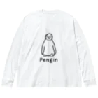 MrKShirtsのPengin (ペンギン) 黒デザイン Big Long Sleeve T-Shirt