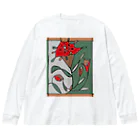 ヒーリングスマイルのYuriの花（隠しアルファベット） ビッグシルエットロングスリーブTシャツ