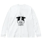 MrKShirtsのUshi (牛) 黒デザイン ビッグシルエットロングスリーブTシャツ