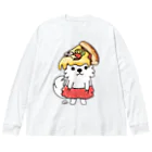 イラスト MONYAAT のPIZZAゲットした　ポメラニアン ビッグシルエットロングスリーブTシャツ