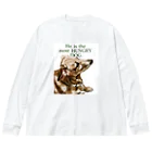 the most "DOG"のhe is the most hungry dog. GREEN ビッグシルエットロングスリーブTシャツ