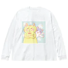 トラとハチワレの腕組みするねこ Big Long Sleeve T-Shirt