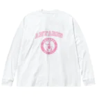 AntaresShishaの三鷹アンタレス　単色ロゴ　ピンク ビッグシルエットロングスリーブTシャツ