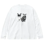 プリティーワンワンネコネコの愛犬と愛猫 ビッグシルエットロングスリーブTシャツ