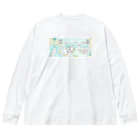 温泉グッズ@ブーさんとキリンの生活の猫の温泉（カラー） Big Long Sleeve T-Shirt