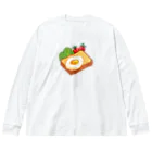 Wonder Bird Forestのピクセル・目玉焼きトースト ビッグシルエットロングスリーブTシャツ