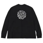 Y's Ink Works Official Shop at suzuriのRising sun Crow (White Print) Big Long Sleeve T-Shirt