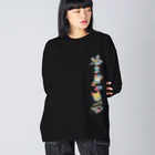 月兎耳庵 つきとじあん　矢光いるるの忙しいねこたち　昭和のデカ　タテ Big Long Sleeve T-Shirt