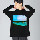 mizuphoto galleryの川平湾と月とマジックアワー ビッグシルエットロングスリーブTシャツ