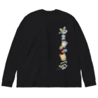 月兎耳庵 つきとじあん　矢光いるるの忙しいねこたち　昭和のデカ　タテ Big Long Sleeve T-Shirt