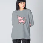 akane_art（茜音工房）のゆるチワワ（ピンク） Big Long Sleeve T-Shirt