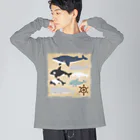 すずきいときちのクジライルカ図鑑 Big Long Sleeve T-Shirt