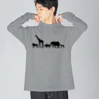 あおぞらのアニマルズ_BLACK Big Long Sleeve T-Shirt