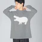 あおぞらのカバ_WHITE ビッグシルエットロングスリーブTシャツ