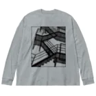 シマシマさぼてんの非常階段（BLACK） Big Long Sleeve T-Shirt