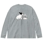 キッズモード某の フレンチブルドッグとコーヒー Big Long Sleeve T-Shirt