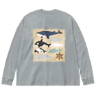 すずきいときちのクジライルカ図鑑 Big Long Sleeve T-Shirt