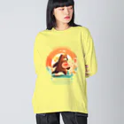 Yaya-rrのクマメール便 Big Long Sleeve T-Shirt